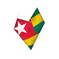 Sketched crooked heart with Togo flag vector