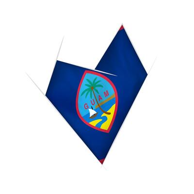 Sketched crooked heart with Guam flag