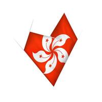 Sketched crooked heart with Hong Kong flag vector