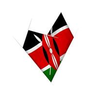 Sketched crooked heart with Kenya flag vector