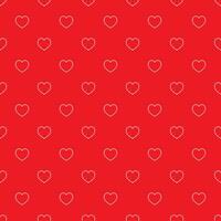 Heart seamless pattern, endless texture. White line hearts on red background. Valentine's Day Pattern. vector