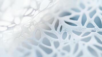 Intricate white lace pattern showcasing delicate designs under soft light in a decorative setting photo