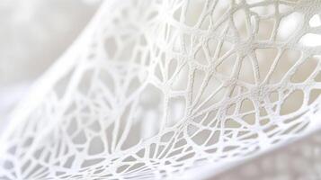 Delicate lace fabric displaying intricate patterns in soft natural light photo