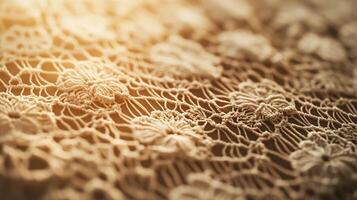 Intricate lace design captures sunlight in a warm, vibrant setting highlighting delicate floral patterns photo