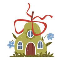 Cute fairy house in the shape of a pear. vector