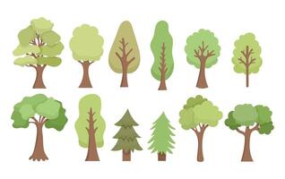 Set of different green trees, illustration. Different trees for landscape projects vector