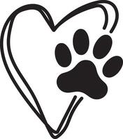 Dog Paw design with heart on white background vector