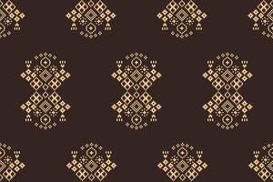 Ethnic pixel decoration art design fabric pattern brown background color abstract. vector