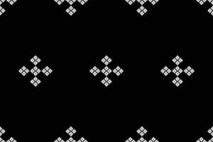 Decoration art of pixel ethnic geometric pattern decor design fabric pattern black background color cross stitch texture. vector