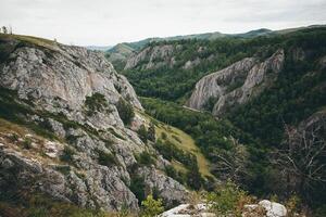 A view of the mountains from a high point photo