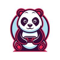 a panda bear holding a controller in its hands vector