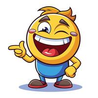 emoticon character with a happy face and a point to the side vector