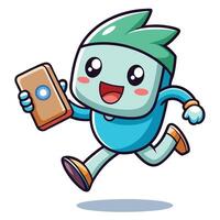 cartoon character running with background vector