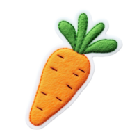 Bright and playful carrot design patch, perfect for adding a touch of whimsy to any fabric project or creative decor. png