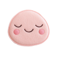 Cute pink felt patch with a smiling face, perfect for adding charm to crafts and accessories. png