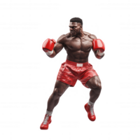 Dynamic boxer in action demonstrating strength and agility in the ring. png