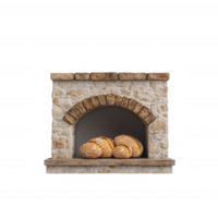 Freshly baked bread resting in a rustic stone oven, inviting and warm. png