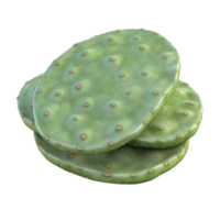 A close-up view of green cactus pads stacked together, showcasing unique texture and natural beauty in a vibrant setting. png