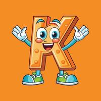 a cartoon letter k character with arms and legs vector