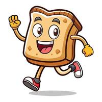 toast slice character running illustration illustration vector