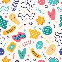 seamless pattern with colorful shapes and background lines vector