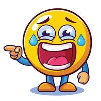emoticon crying cartoon character pointing to the right vector