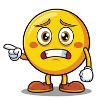 cute emoticon character with angry expression pointing vector