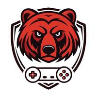 a bear head with a controller in front of it vector