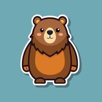 Charming Brown Bear Character with a Gentle Smile and Round Characteristic Physique Standing Against a Light Teal Background Inviting Pure Happiness vector