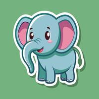 Charming Elephant Character with Floppy Ears and Cute Expression Standing on a Soft Green Background Capturing the Joy and Whimsy of Cartoon Animals vector