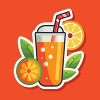 Sweet and Refreshing Orange Drink with Juicy Citrus Slices and Green Leaves in a Gorgeous Glass Inviting You to Enjoy a Delicious Tropical Experience vector