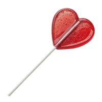 A red heart shaped lollipop on a stick png