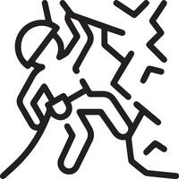 A line drawing of a man climbing a mountain vector