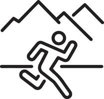 A black and white image of a person running in the mountains vector