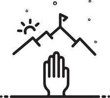 A hand reaching up to a mountain with a hand in the middle vector