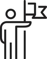 A man holding a flag with a sign on it vector