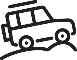 A black and white image of a car on a hill vector