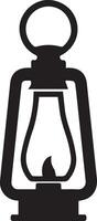 An old lantern with a light on it vector