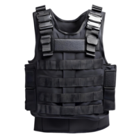 Black tactical vest with reinforced straps and a secure zipper png