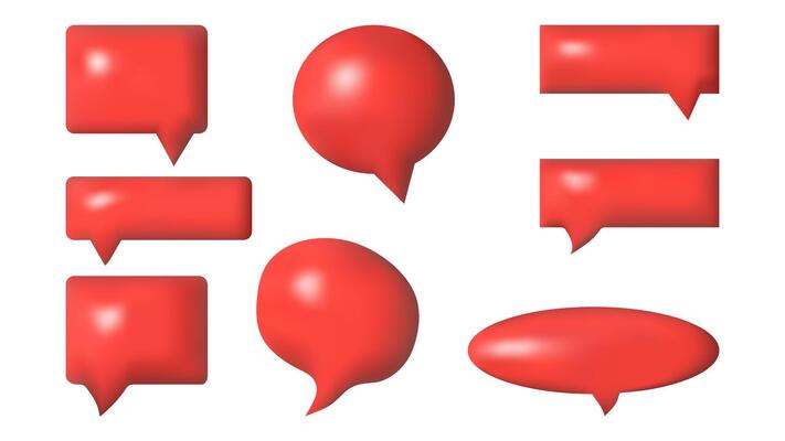 3D speech bubbles different shapes message icon. Comment dialogue balloon. For social media advertising posters. isolated set.