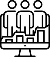 A black and white image of people standing on a computer vector