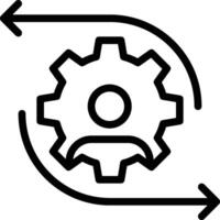 A gearwheel with arrows pointing to it vector