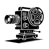 A black and white image of a movie camera vector