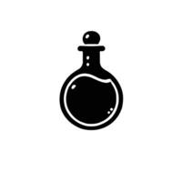 A black and white illustration of a bottle with a liquid inside vector