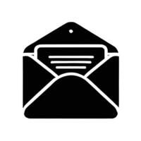 An envelope icon with a paper inside vector