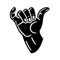 A black and white illustration of a hand with a finger up vector