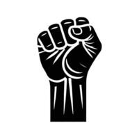 A black clenched fist is shown in a white background vector