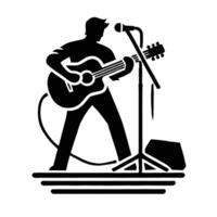 Elvis icon with guitar and microphone vector