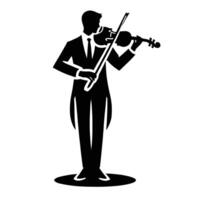 A silhouette of a man in a suit playing the violin vector