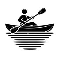 A man in a canoe with a paddle on a river vector